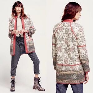 Free People Quilted Blanket Reversible Paisley Coat Jacket Cottagecore Boho